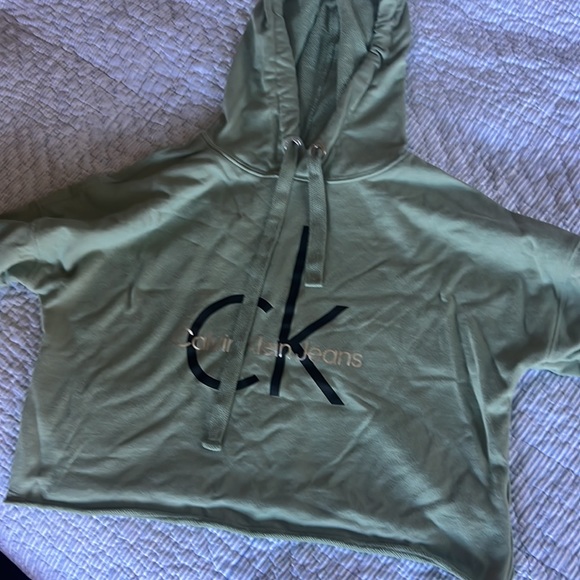 Sage green calvin klein cropped hoodie - Picture 2 of 3